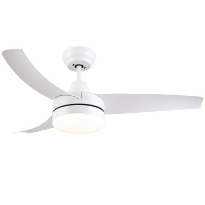 YUHAO 42 in. Indoor Modern Contemporary Matte White ABS Blades Integrated Dimmable LED Ceiling Fan with Light and Remote Control