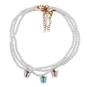 Boersma Elegant White Pearl Choker Necklace – Small Round Pearl Butterfly Pendant, Fashion Jewelry for Women, Wedding & Party Accessories - 1 of 4