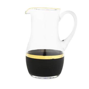 Classic Touch Glass Pitcher with Black and Gold Design, 9"H