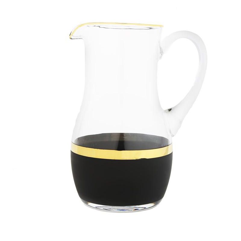 Classic Touch Glass Pitcher with Black and Gold Design, 9"H, 1 of 3