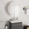 vidaXL Cabinet Bathroom Wall Vanity Mirror Cabinet with Round Mirror and LED - Black 18.5" x 18.5" x 6.9" - 2 of 4