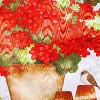 Evergreen Red Geraniums Moire House Flag 28 x 44 Inches Outdoor Decor for Homes and Gardens - 2 of 2