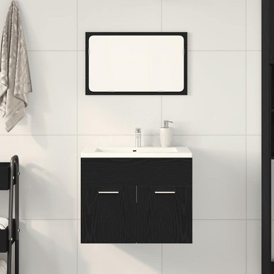 vidaXL 2 Piece Bathroom Furniture Set Black Oak Engineered Wood