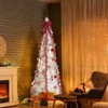 “7FT Fully Decorated Pre-Lit Christmas Tree, Pop-Up Artificial Tree with 170 Warm Lights & Red Ornaments for Home, Office, Store Holiday Decor, White” - 2 of 4