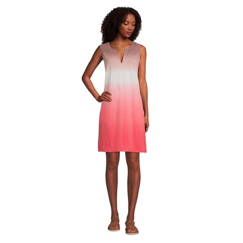 Lands' End Women's Long Cotton Jersey Sleeveless Swim Cover-up Dress Print  - X-large - Wood Lily/mauve Quartz Ombre : Target