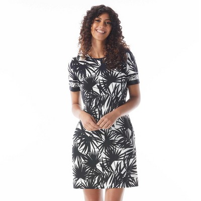 Beach House Style Palm Print Classic T-Shirt Dress