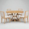 5-Piece Extendable Round Dining Table Set with 4 Upholstered Chairs, Solid Wood Kitchen Table Set for 4–6, Rubber Wood Frame for Dining Room - 3 of 4