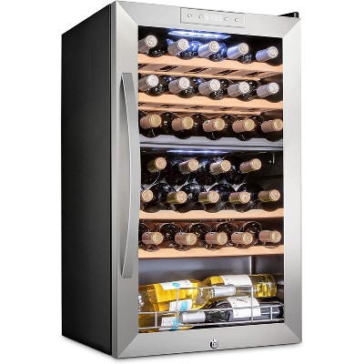 Schmécké 33 Bottle Compressor Wine Cooler Refrigerator w/Lock - Freestanding 41f-64f Digital Temperature Control Stainless Steel