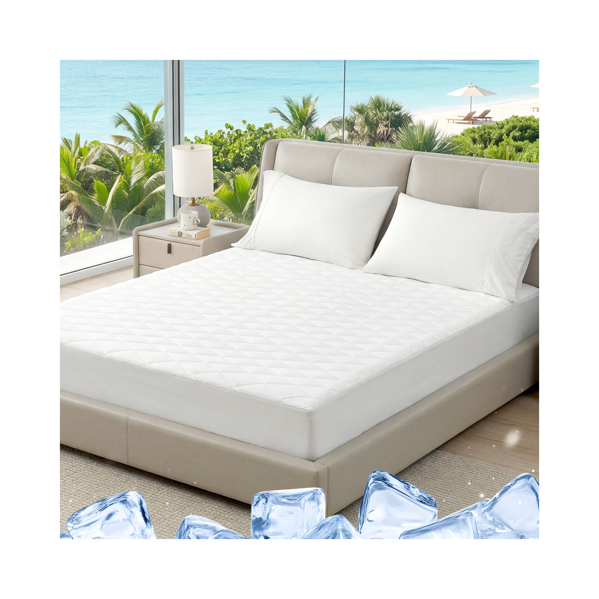 Cooling Mattress Protector Leakproof Noiseless Topper Cover with Deep Pocket (Fits 8–18") for Hot Sleepers - Cozy Bliss Queen 60*80*15"
