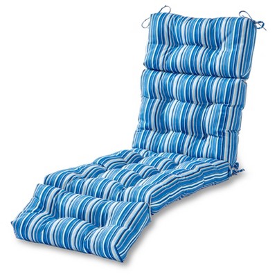 Outdoor Chaise Lounge Cushion Sapphire Stripe - Kensington Garden