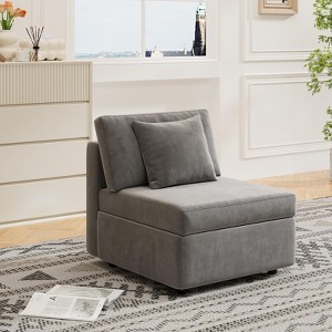 Buenhomino Modern DIY Sectional Sofa, Modular Sectional Couches for Living Room，Light Gray Velvet - 1 of 4