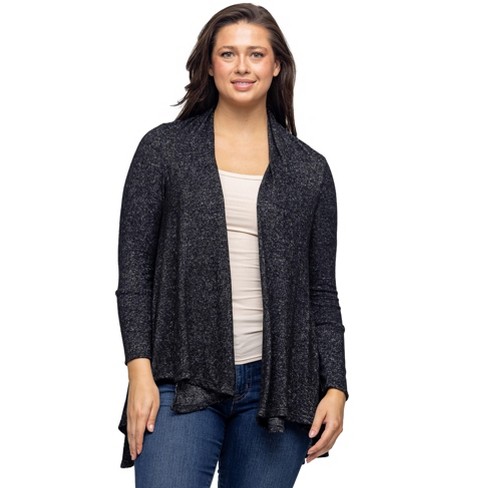 24seven Comfort Apparel Open Front Long Sleeve High Low Cozy Cardigan ...