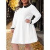 Women's Plus Size Long Sleeve Peter Pan Collar Elegant Midi Flare A Line Dresses - Agnes Orinda - 2 of 4