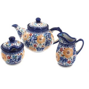 Blue Rose Polish Pottery 1700 Vena 3 Piece Tea Set - 1 of 1