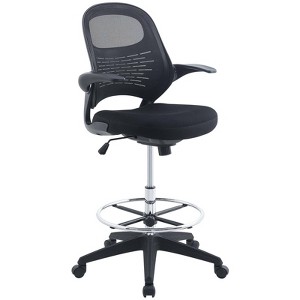 Stealth Drafting Chair Black - Modway: Upholstered, 330 lbs Capacity, Adjustable Height 23"-30" - 1 of 4