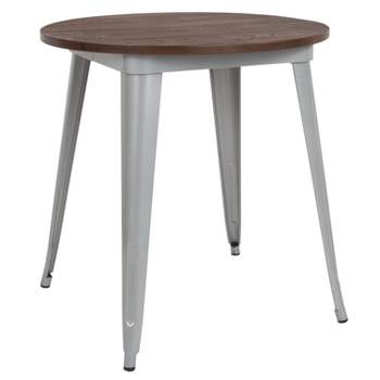 Flash Furniture 30" Round Metal Indoor Table with Rustic Wood Top