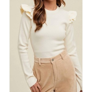 Women's Ruffle Sleeve Sweater - WISHLIST - 1 of 3