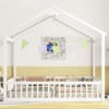 CAVINAS Double Twin House-Style Roof Bed Frame with Guardrails,Modern Floor Bed for Kids Room,Bedroom - 3 of 4