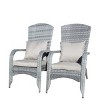 Outdoor Patio Arm Chair with Cushions Deep Seat Lounge Chair for Porch Deck or Garden Relaxation Brown Woven Backrest Design-Maison Boucle - 3 of 4