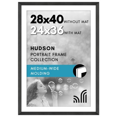 Americanflat 18x24 Poster Frame with Polished Plexiglass, Use as 12x18 Frame with Mat or 18x24 Frame Without Mat, Hudson Collection, Mahogany