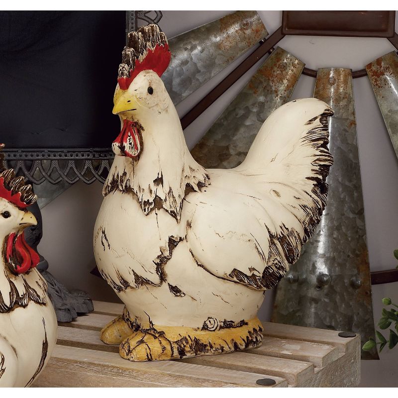 12&#34; x 11&#34; Magnesium Oxide Farmhouse Rooster Garden Sculpture White - Olivia &#38; May, 3 of 11