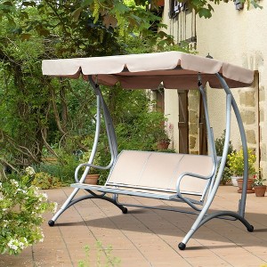 Sapphtopaz Porch Swing Chair 3-Seat Swing Glider with Cushion Outdoor Swing Chair with Adjustable Canopy and Stand for Garden, Backyard, Patio - 1 of 4
