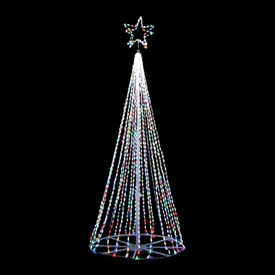 Season's Designs 10.5' Color Changing Christmas Tree with Star Topper 1067 LED Multicolored Lights, Indoor/Outdoor Metal Decoration, Plug-In with