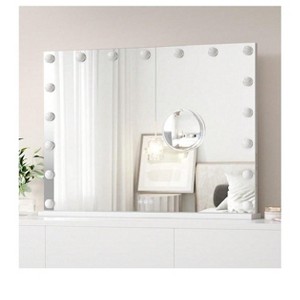 White 19 Inch Vanity Mirror with Lights, Round Large LED Vanity Mirror with Smart Touch 3 Colors Dimmable, Touch Lighting, 360° Rotation for Dressin - 1 of 4