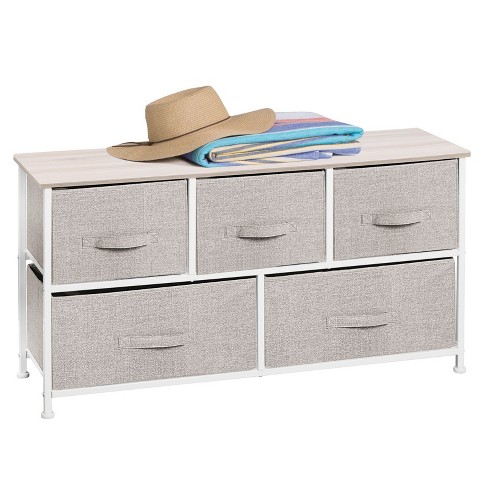 Mdesign Wide Storage Dresser Furniture, 5 Removable Fabric Drawers