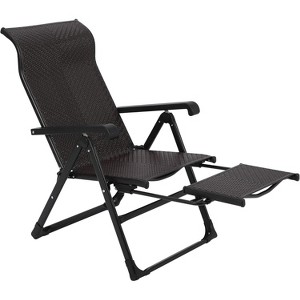 Folding Rattan Chaise Lounge Chair – Portable Outdoor Recliner with Adjustable Foot Rest & Backrest, Weather-Resistant Ideal for Patio Garden Beach - 1 of 4