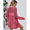 Coolmee Women's Crochet Lightweight Cardigan Cover Up Open Front Long Sleeve Summer Cardigans - 4 of 4
