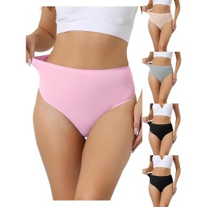 Allegra K Women's High Waist Tummy Control Stretch T-back Breathable Comfortable Thongs Multicolored - 1 of 4