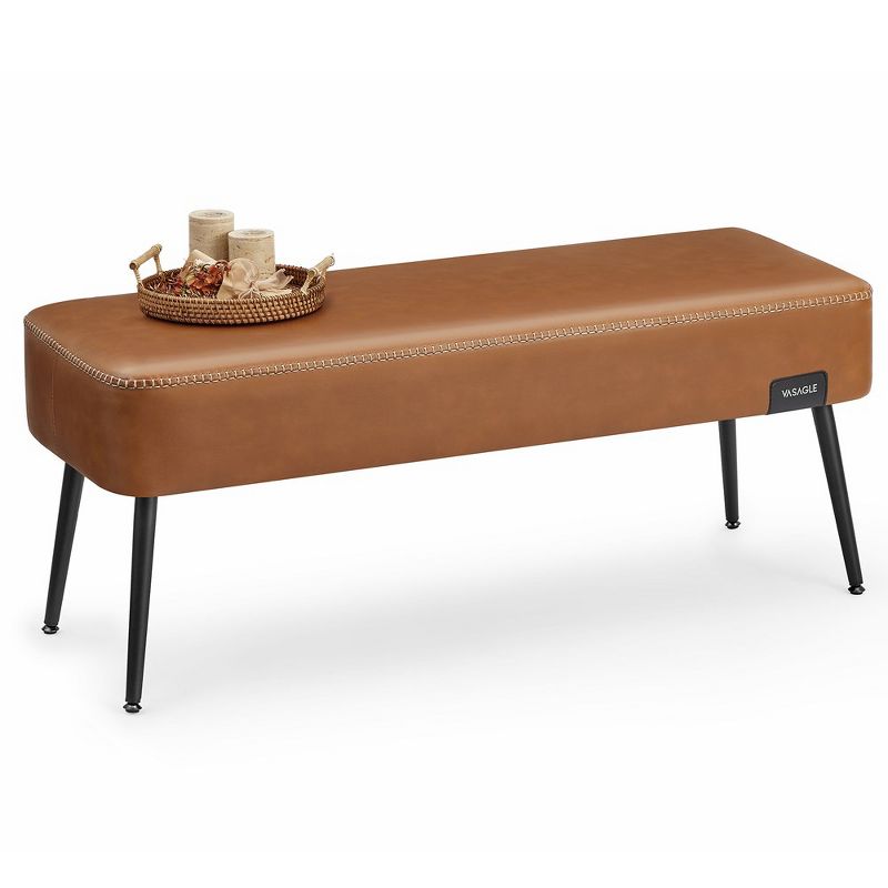 VASAGLE EKHO Collection - Bench for Entryway Bedroom, Synthetic Leather with Stitching, Ottoman Bench with Steel Legs, 1 of 8