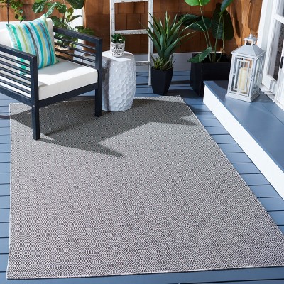 Hampton Grey and Black Rectangular Wool Area Rug