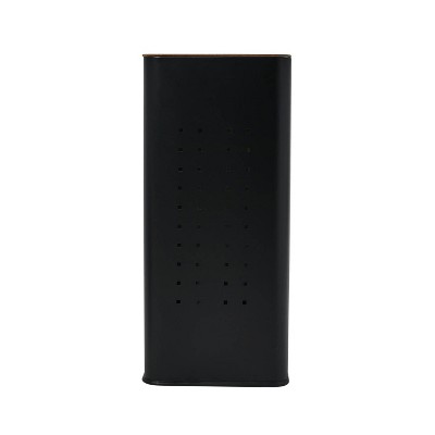 Black Steel Laundry Hamper with Wood Lid and Handles