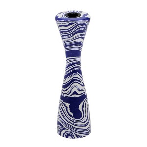 TOV Furniture Serene Resin Candlestick in Blue & White Swirl - 1 of 4
