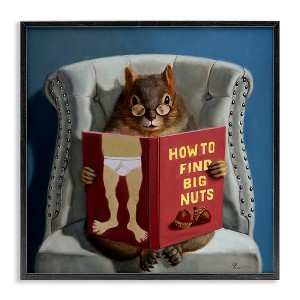 Stupell Industries Squirrel Reading Sassy Book Framed Giclee Art, Black, 12" x 12" - 1 of 4