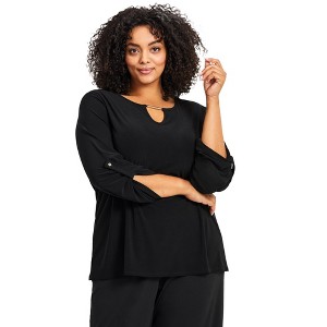 Avenue Women's Plus Size Keyhole Hardware Top - 1 of 4