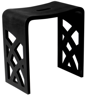 ALFI ABST88BM Black Matte Solid Surface Resin Bathroom Shower Stool