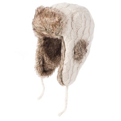 Cable Knit Winter Hat w/ Faux Fur_Nirvanna Designs