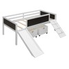 CAVINAS Twin Size Loft Bed with Storage Boxes & Blackboard & Slide,Wooden Bed Frame for Kids Room,Bedroom - 2 of 4