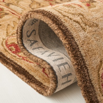 Hand Tufted Beige Wool Runner Rug with Ornate Floral Motifs