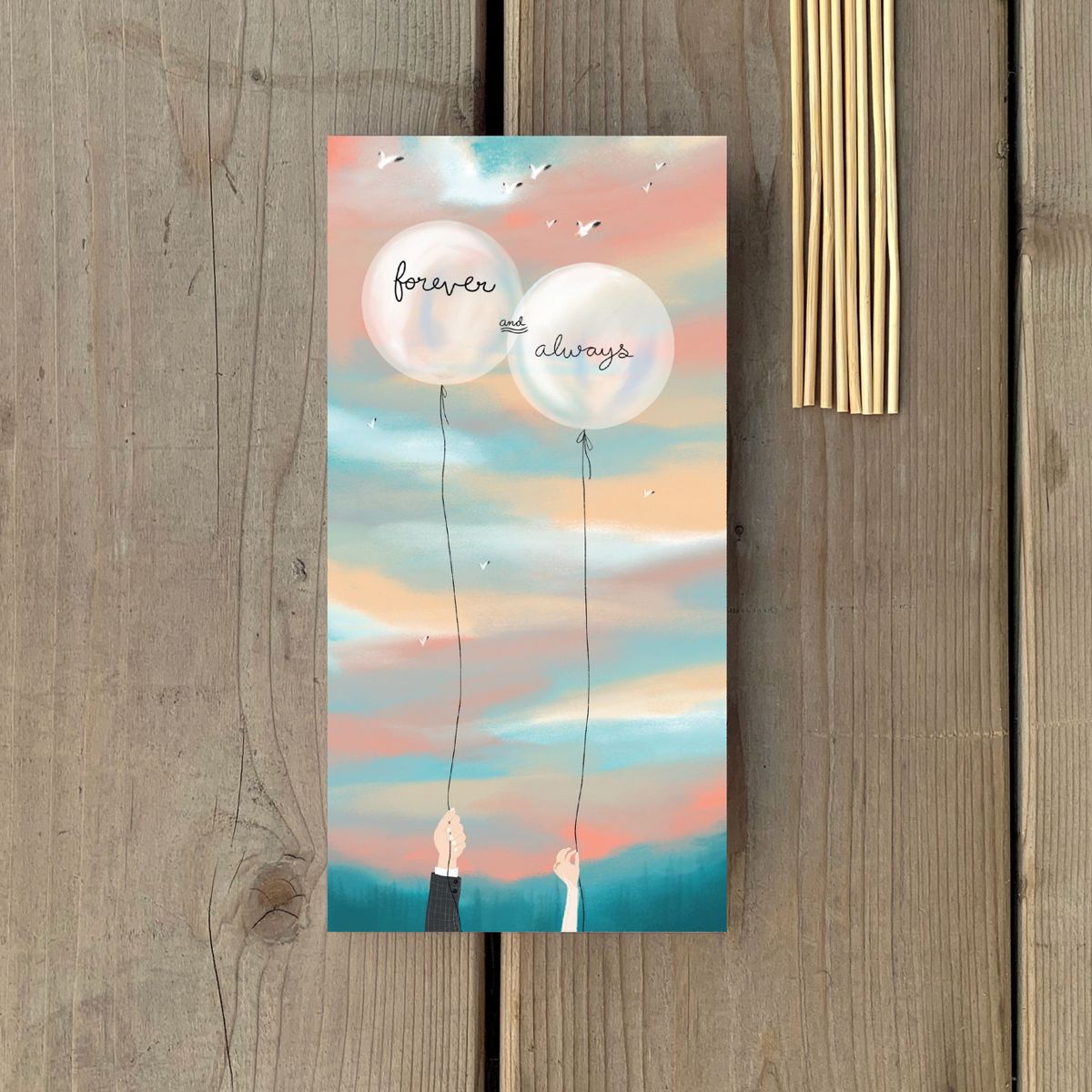 2ct Forever and Always Balloons Long Greeting Card Pack by Ramus & Co - thumbnail 2