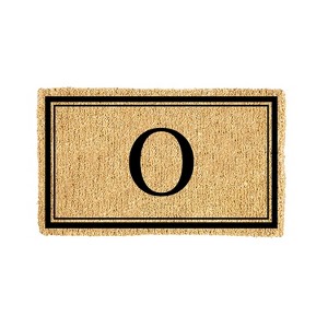 Evergreen Monogram Indoor Outdoor 100% Natural Coir Doormat 28" x 16" |  Letter  "O" - 1 of 4