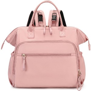 Itopfox Convertible Diaper Bag Tote with 14 Pockets, Water-resistant Nylon, Stroller Buckle, Wide Open Top (Pink, Large) - 1 of 4