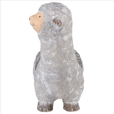 Gray Faux Stone Alpaca Garden Statue