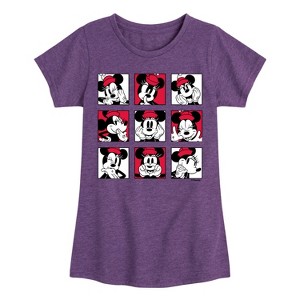 Girls' - Disney - Minnie Mouse Face Grid Fitted Short Sleeve Graphic T-Shirt - 1 of 4