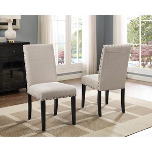 DOMETOUR Fabric Dining Chairs with Nailhead Trim Set of 2 - 1 of 4