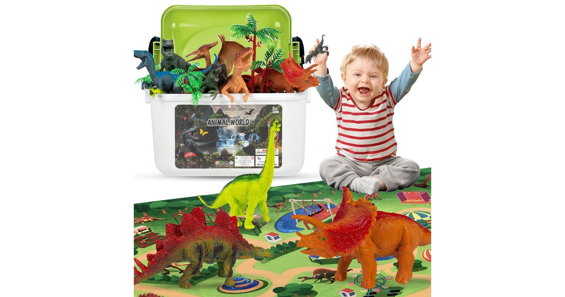 Swtroom Dinosaur Toys with Activity Play Mat Educational Toys & Gifts for  Ages 2-7, Boys & Girls - for Christmas & Birthday