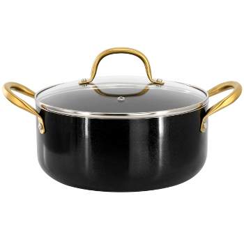 Gibson Home Ellsworth 5 Quart Nonstick Dutch Oven with Lid in Black and Gold